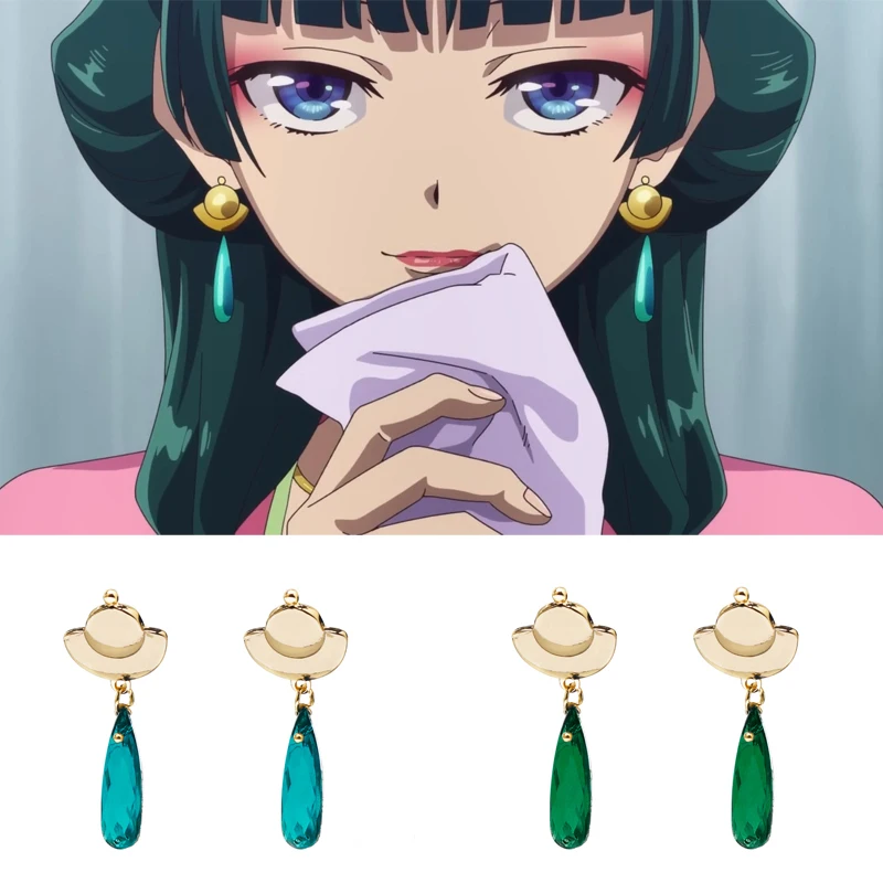 Anime Peripheral Cosplay Earrings Water Drop Women Earrings Blue Green Accessories Earrings