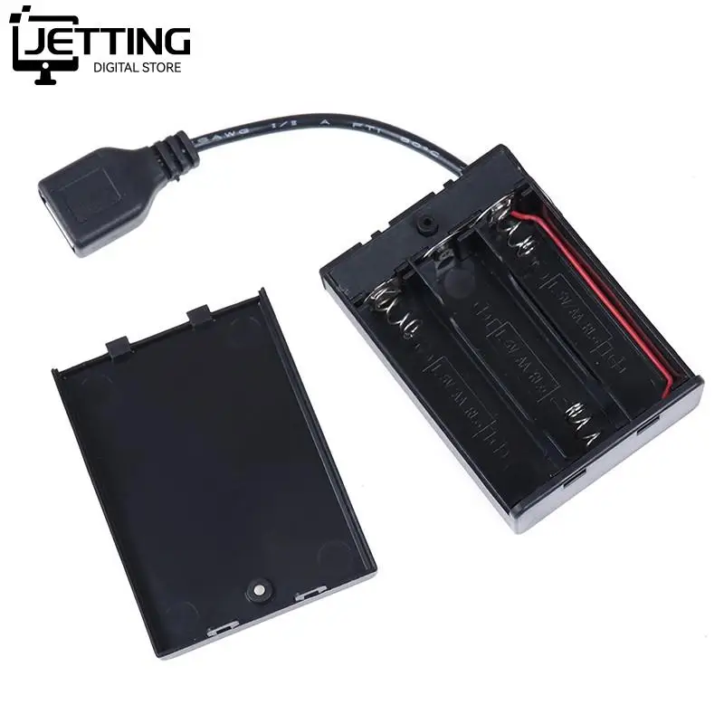 DC4.5V Portable Mini AAA Battery Holder Storage Box Case USB Power Supply Battery Box 65x45x15mm