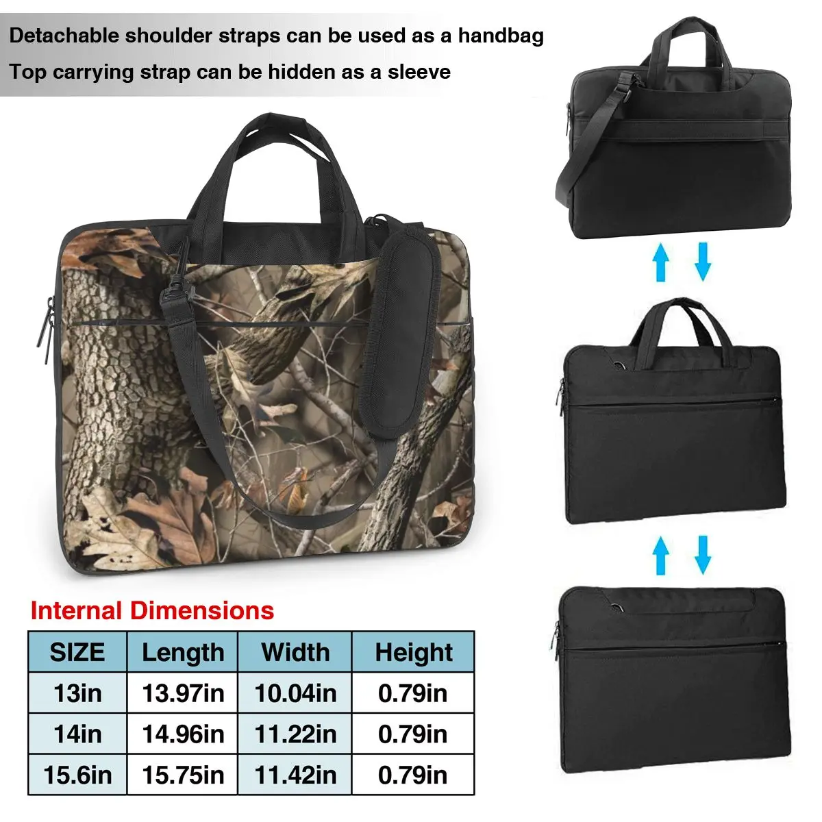 Real Tree Camouflage Laptop Bag Protective Case Computer Bag 13 14 15.6 Inch Crossbody Laptop Pouch For Macbook Pro Air