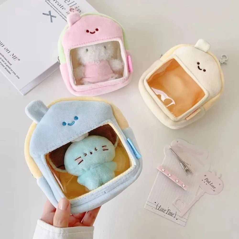 House Model Transparent Doll Storage Bag Plush PVC Material Doll Display Bag Zipper with Clear Window Doll Protector Case