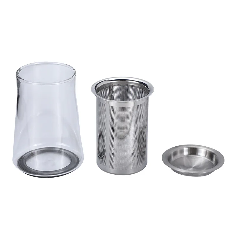 304 Stainless Steel Coffee Fifter, Hand-pushed Coffee Colander Coffee Filters/Dripper with Glass cup