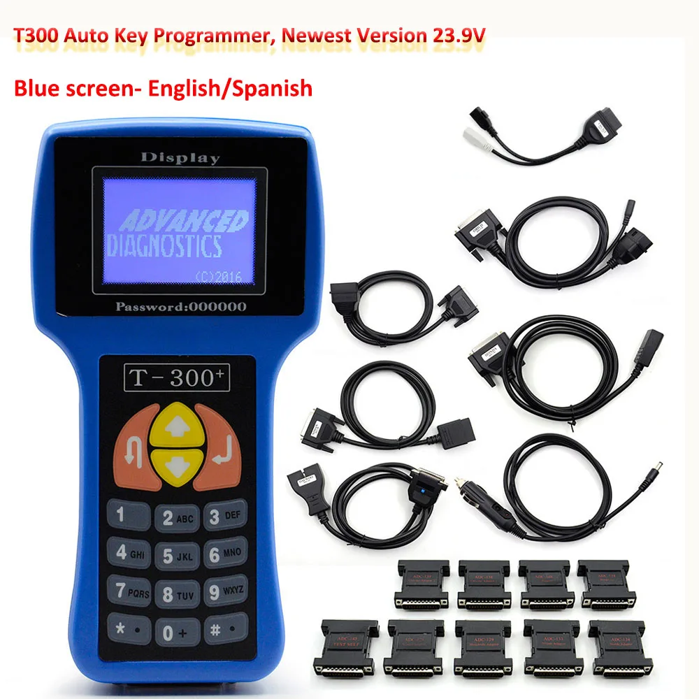 Newest Software! V23.9 T300 Key Programmer T300 V21.9 Car Key Maker T300 KEY Code Programmer English/Spanish blue screen