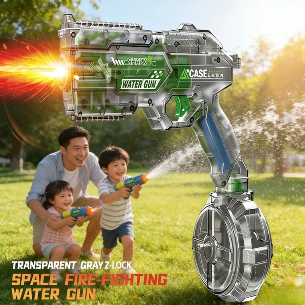 

Новый электрический водяной пистолет с эффектом пламени и световыми эффектами, непрерывный высоконапорный, для улицы, детские игрушки-водяные пистолеты