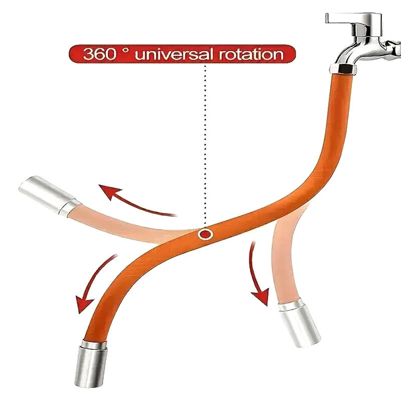 20cm Faucet Extender Universal 360° Swivel Silicone Hose Faucet Pipe Soft Bendable Shape Splash-proof Suitable For Bathroom Home