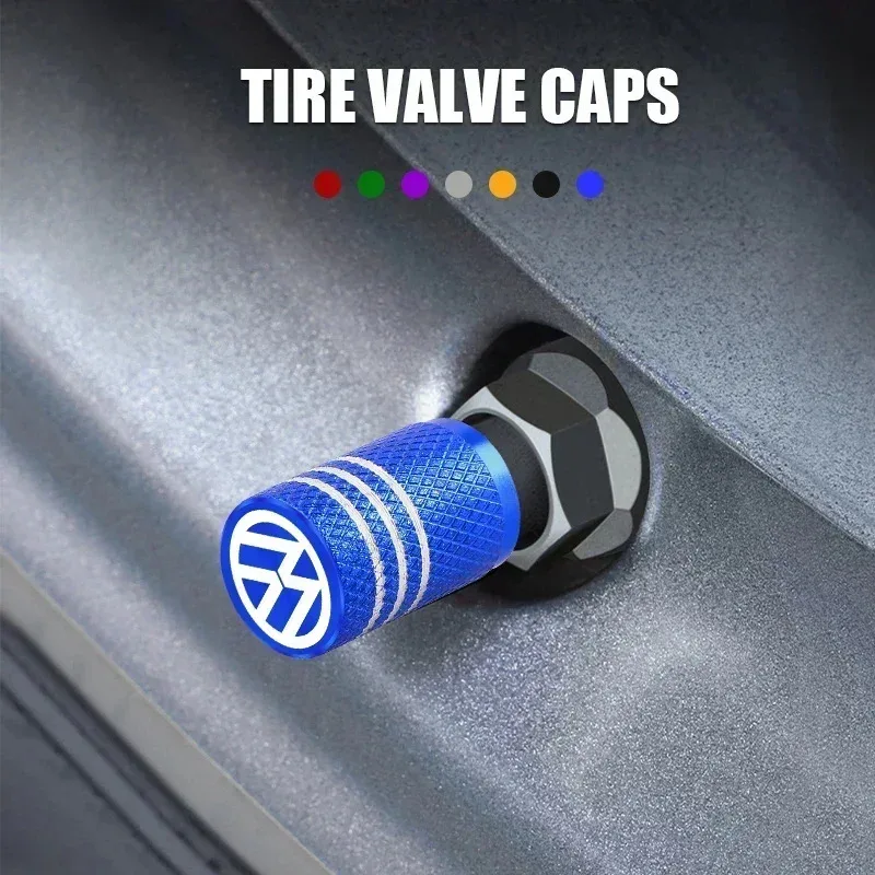 Metal Car Wheel Tire Valve Caps Aluminum Tire Wheel Stem Air Valve Cap For Volkswagen GOLF MK6 Polo Tiguan VW GTI CADDY PASSAT