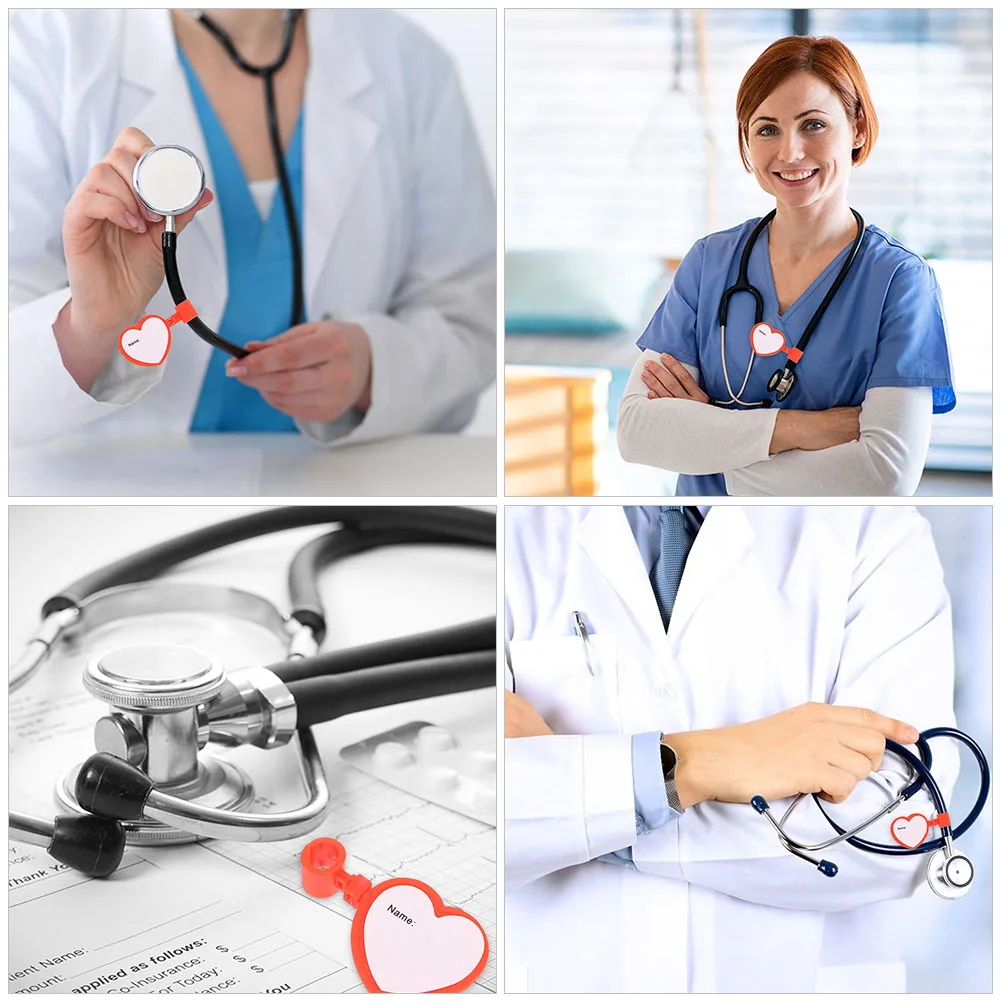 

6Pcs Stethoscope Tube Name Tags Reusable Identification Card Holders Practical Medical Identification Supplies