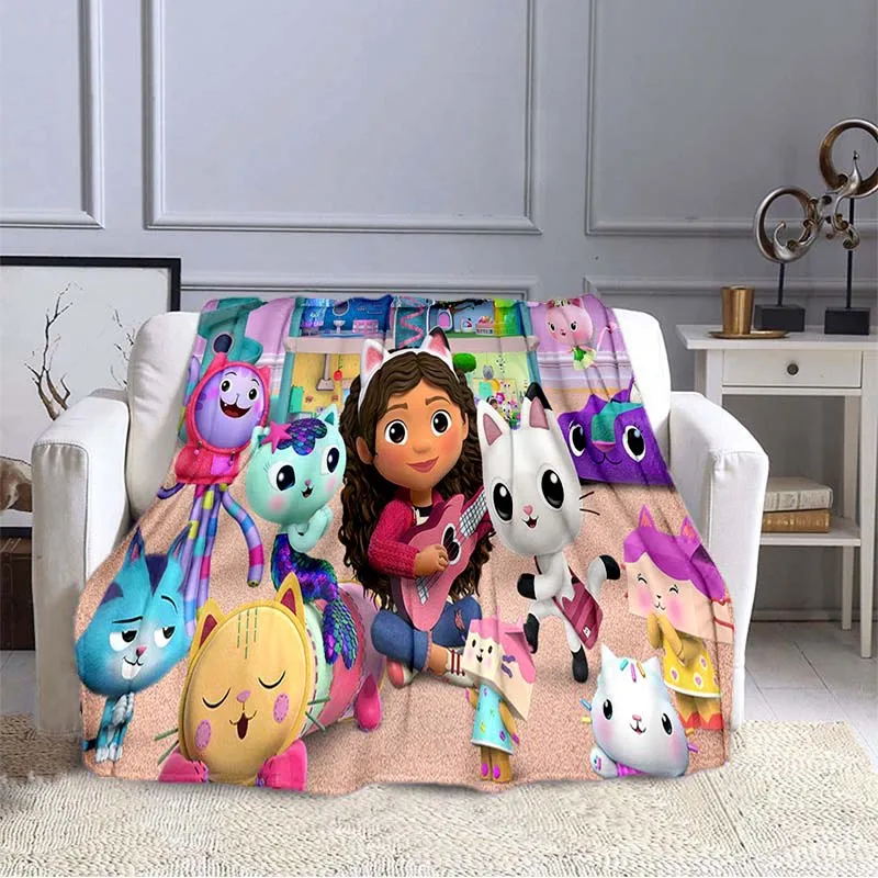 Cartoon doll house game pattern printed warm children's thin blanket Essential portable blanket for home and travel