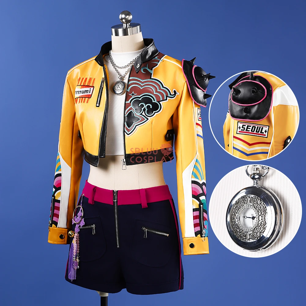 SBluuCosplay Kpop Huntrix Rumi Strój Cosplay Demon Hunters Rumi Peruka Cosplay