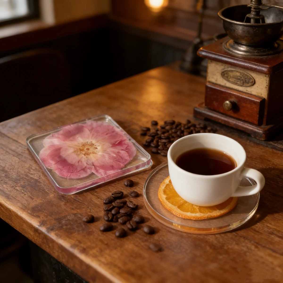Realistic Exquisite handmade Coasters Heat-Resistant Beach-Themed flower Kitchen Decor Maritime Style for Afternoon Coffee Shop
