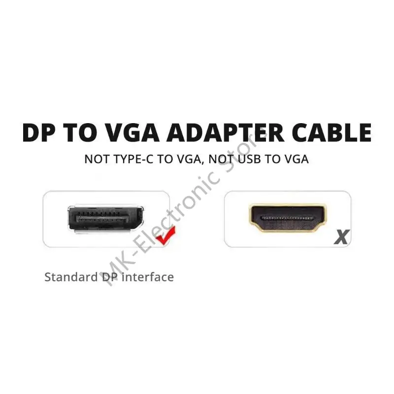 R2LF VGA ke DisplayPort Cable 1080p Computer VGA Untuk DisplayPort Monitor Adaptor Proyektor Pria Monitor untuk Monitor