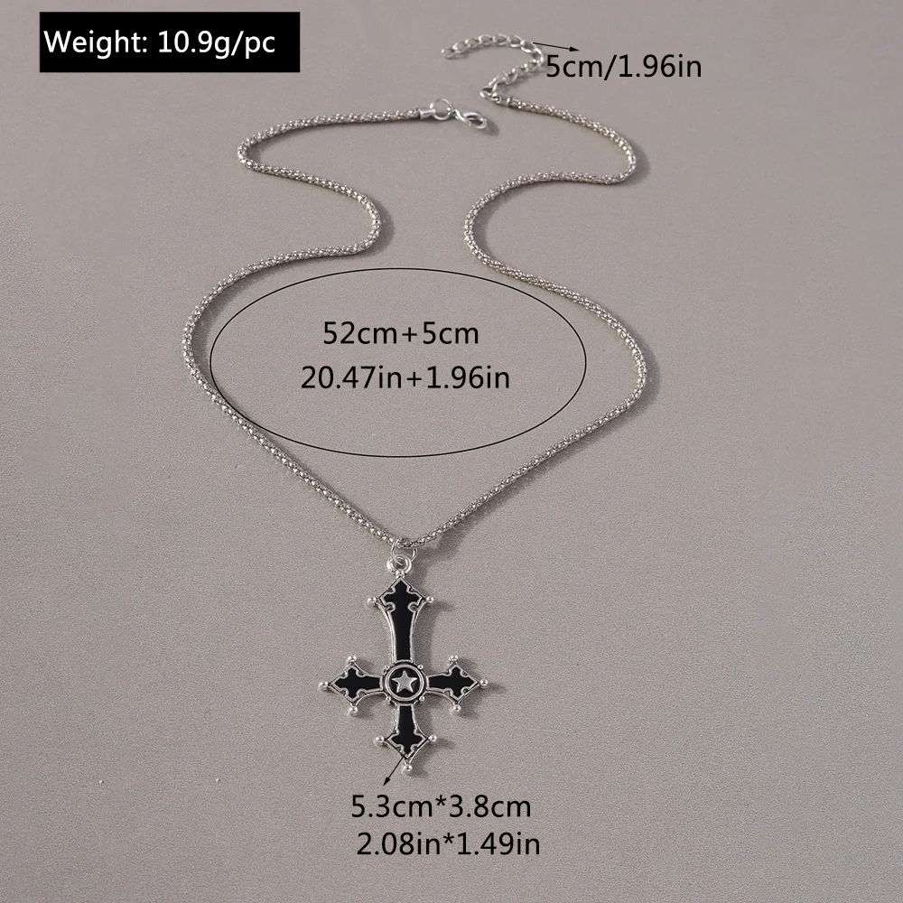 Aihua Gothic Steampunk Inverted Cross Halskette für Frauen Männer Popcorn Kette Persönlichkeit Hip Hop Punk Kruzifix Halskette Schmuck – Detail 10