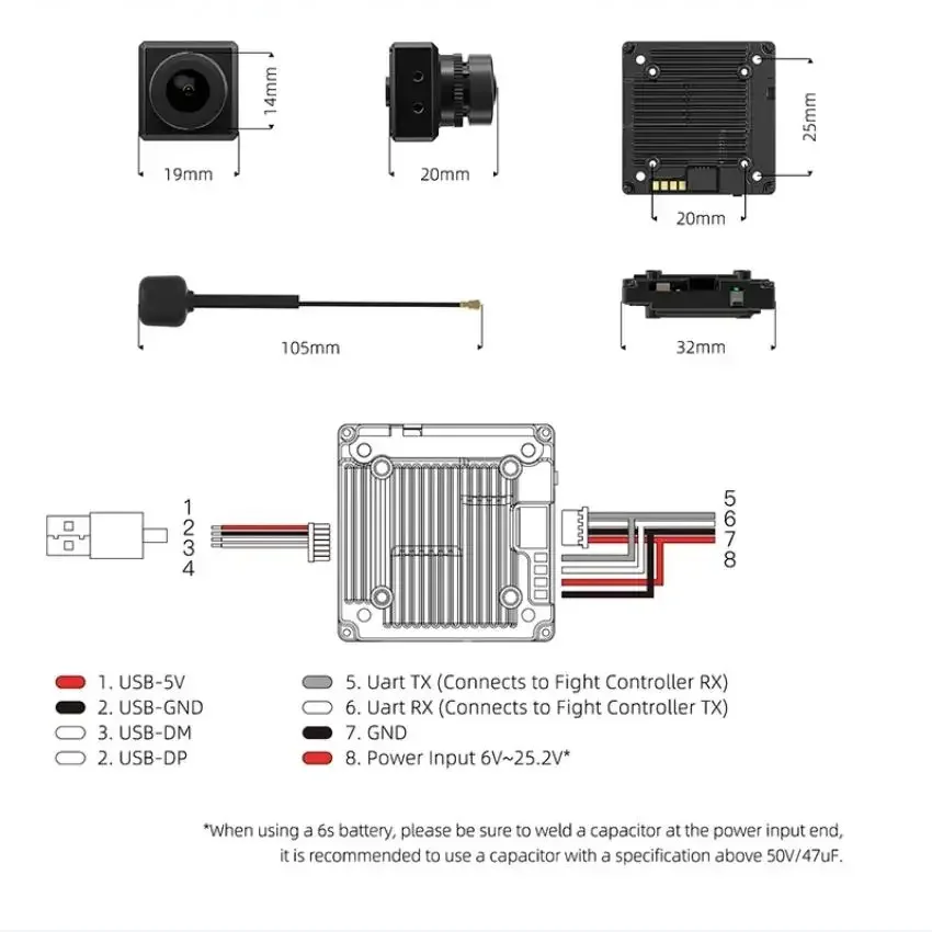 Walksnail Avatar Kit HD V2, 5.8Ghz Sistema digitale, FPV 32GB 22ms Baixa Latência, 1080p HD, 160 ° Day Vision Camera com Gyroflow