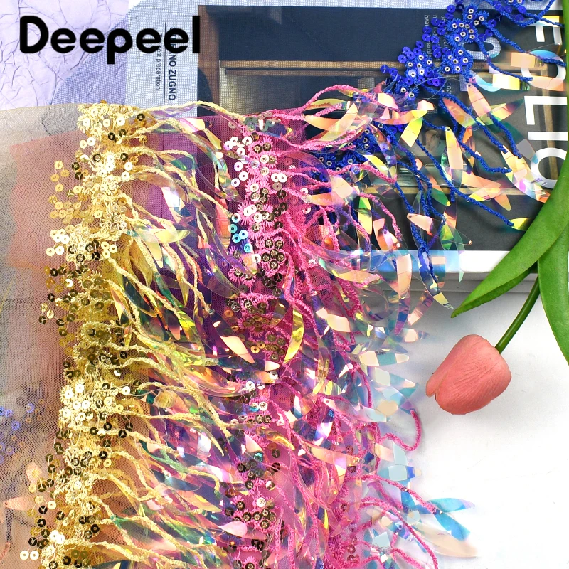 2/5/10Yards 15cm Sequins Bead Tassel Fringes for Clothing Collar Dress Bag Decorative Trimmings Lace Trim DIY Sewing Accessories