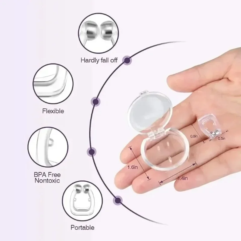 4Pcs Sleep aid device Magnetic Anti Snore Nose Clip Stop Snoring Improve Breathing Sleep Aid Apnea Guard Night Device with Case