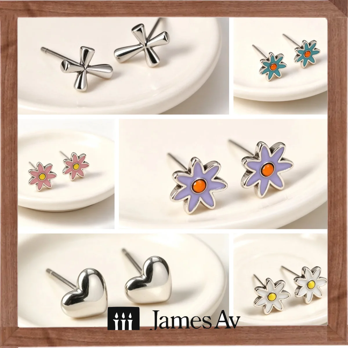 S925 Cute Multicolor Enamel Daisy Flower Stud Earrings Silver Tone Heart Bow Small Ear Studs For Women Girls, Sweet Floral Minimalist Cartoon Earrings, Daily Party Holiday Fashion Ear Jewelry, Lovely Tiny Ear Ornaments Ideal Gift,