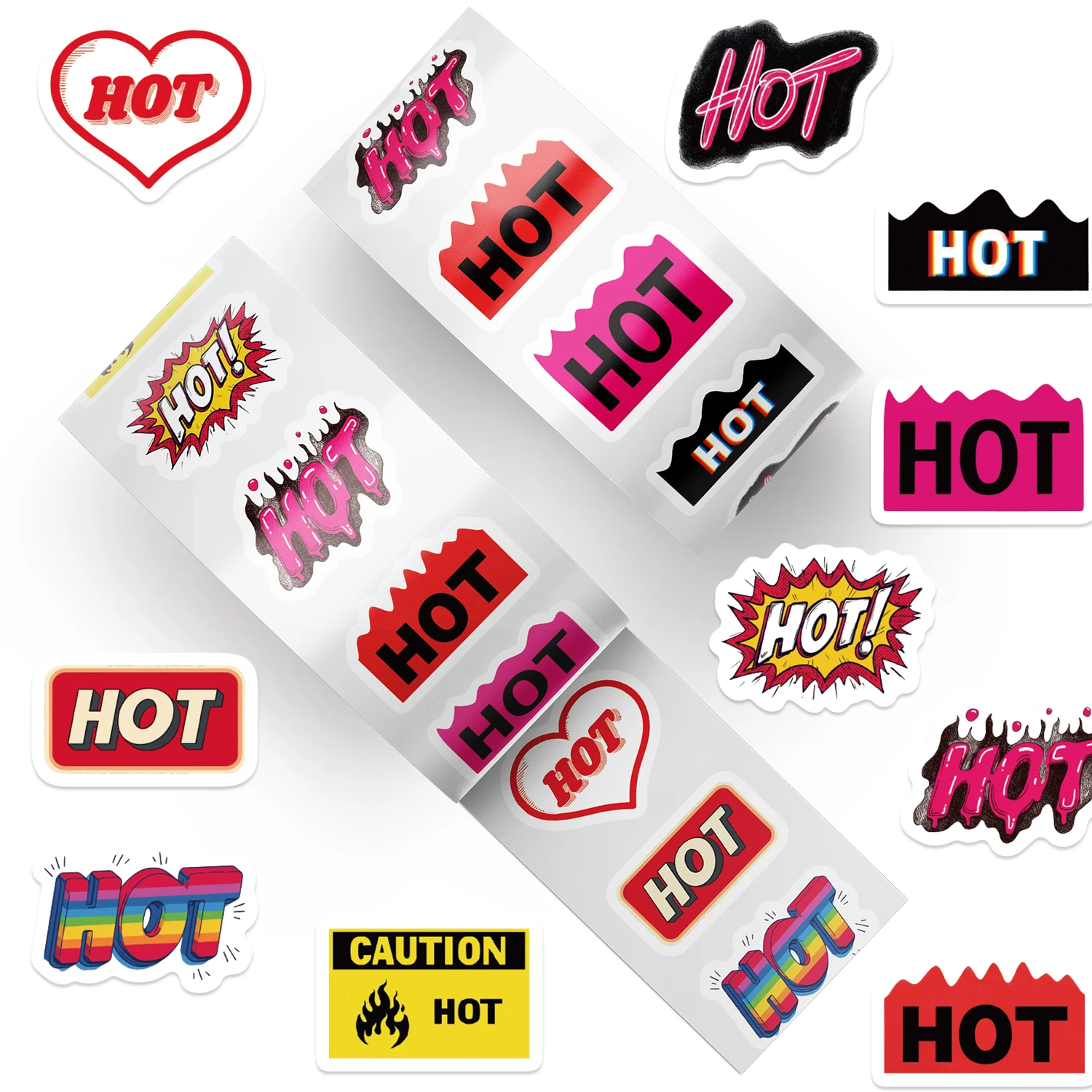500pcs/Roll Music Festival Carnival Hot Text Stickers Roll For Skateboard Guitar Phone Car Seal Label Decals Decoration Stickers