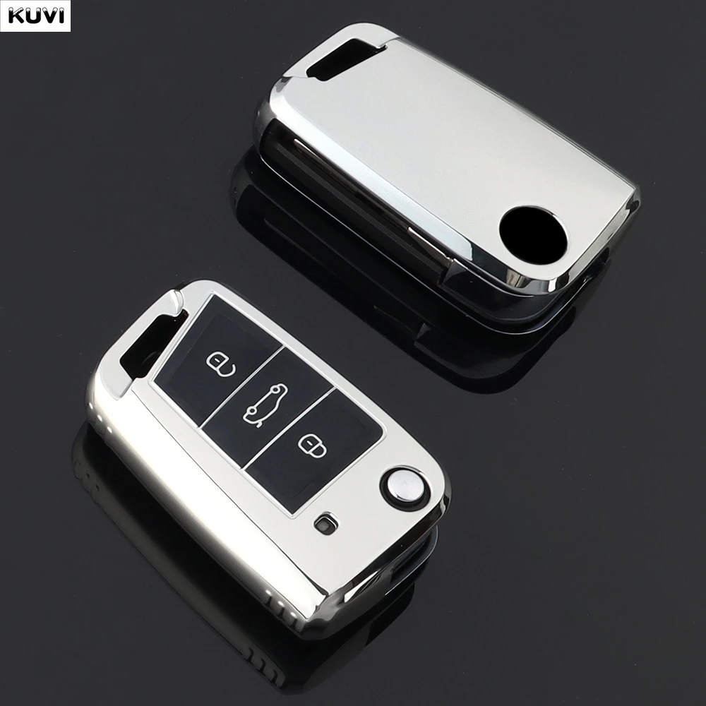 HOT TPU Autoschlüssel-Schutzhülle für VW Volkswagen Golf 7 MK7 Tiguan MK2 SEAT Ateca Leon FR 2 Ibiza für Skoda Schlüsselanhänger