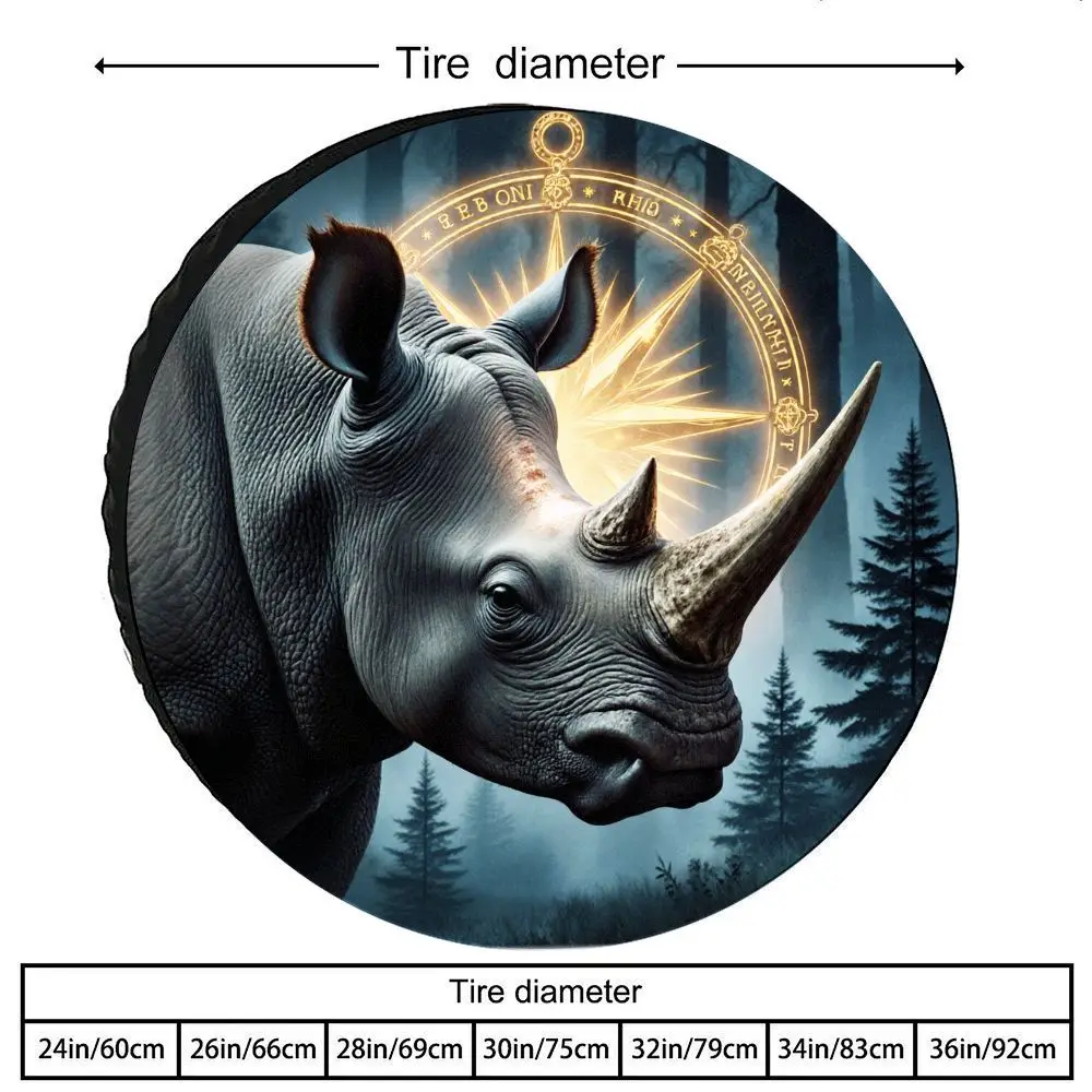 

Rhino and Golden Compass Tire Cover Durable Polyester Scratch Resistant Universal Fit for RV SUV