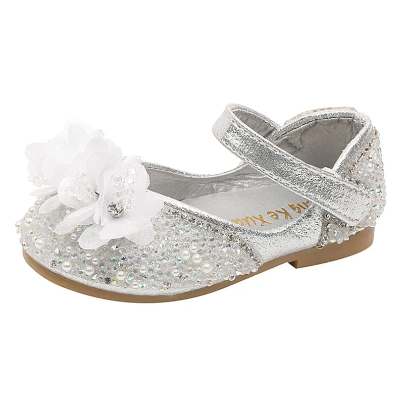 

2025 Spring New Children's Leather Shoes Fashion Flower Girls' Princess Shoes Soft Soled Anti Slip Baby Dance Performance Shoes