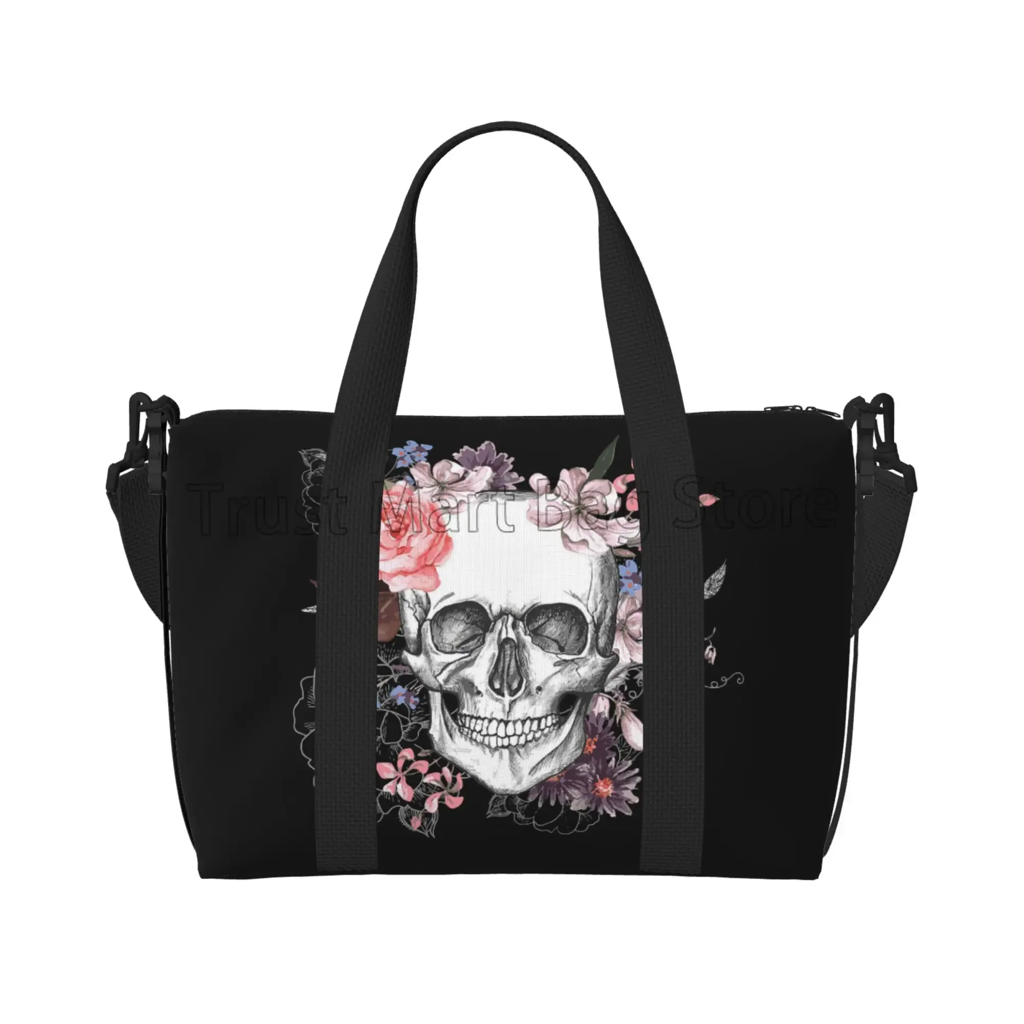 

Sugar Skull Flower Halloween Gym Bag for Women Men Travel Duffel Bag for Sports Getaway Overnight Bag Lightweight Weekender Bags