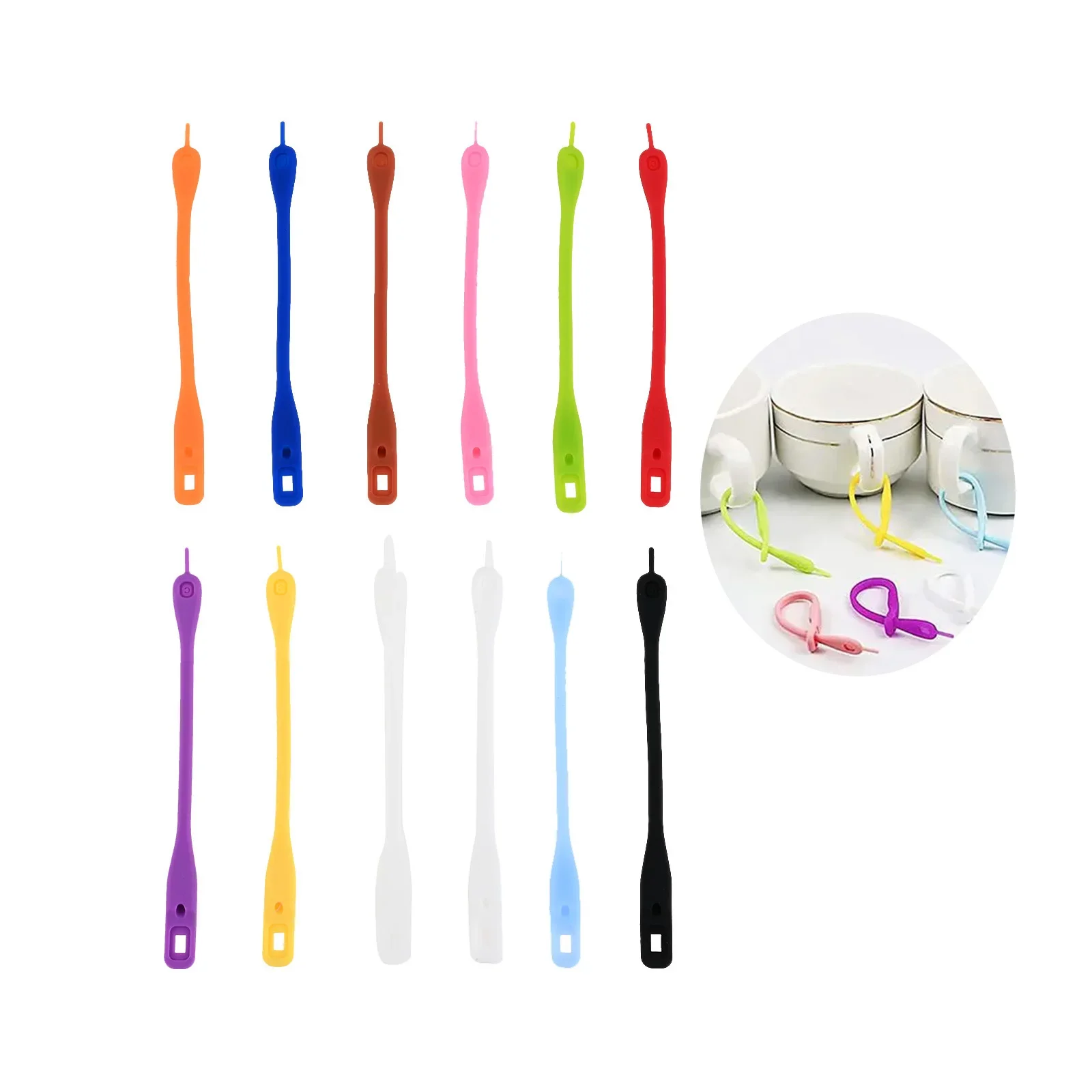 12pcs Colorful Silicone Wine Glass Charms Markers Cocktail Sticker Strips Wedding Party Christmas New Year Home/Bar/Hotel Decor