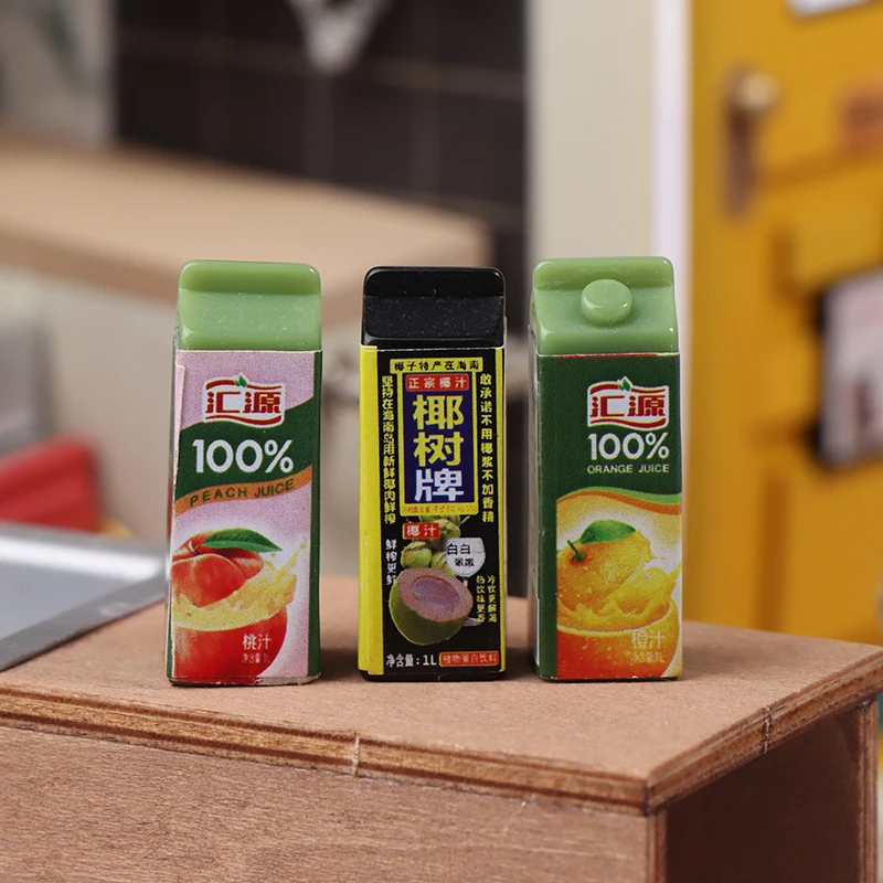 5Pcs 1/12 Dollhouse Simulation Fruit Juice Model Dollhouse Miniature Drinks Bottle Dolls House Kitchen Play Toys Accessories