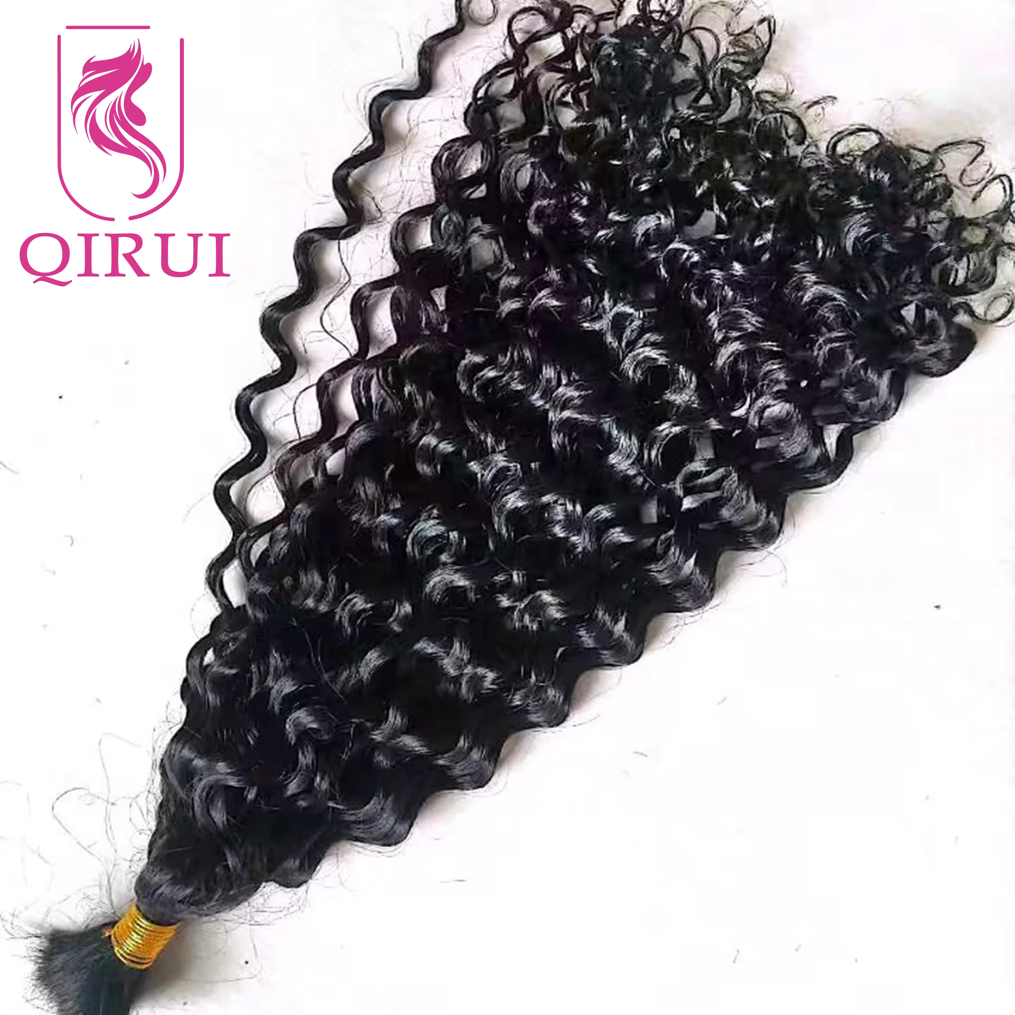 Bulk Human Hair For Braiding Curly Doube Drawn Burmese Remy No Weft Boho Braids Human Hair Extensions Black And Brown Color