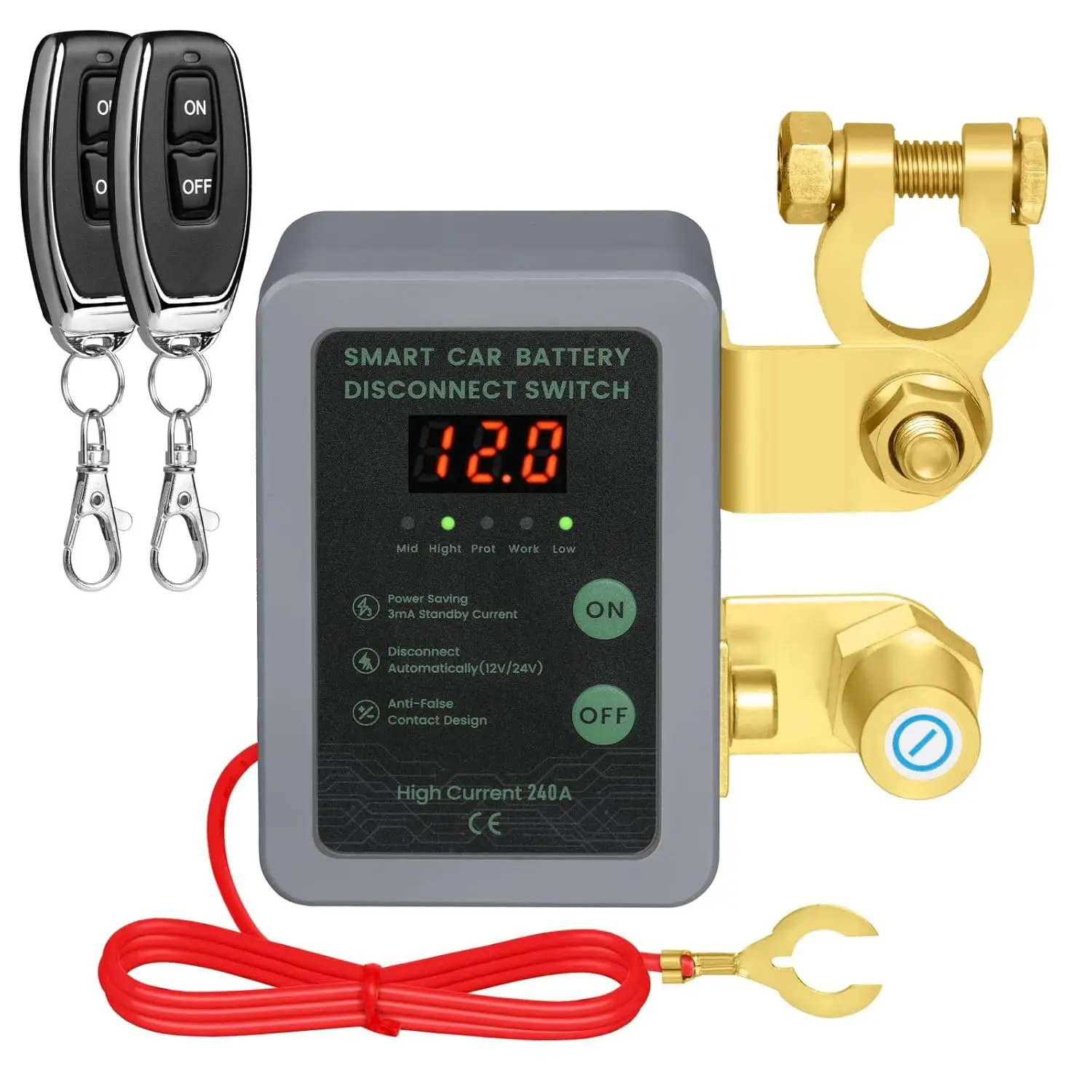 

Выключатель для автомобиля, 12 В, дистанционный выключатель аккумулятора, умный выключатель напряжения, автомобильный аккумулятор для автомобиля, автофургона, квадроцикла, грузовика, лодки со светодиодом