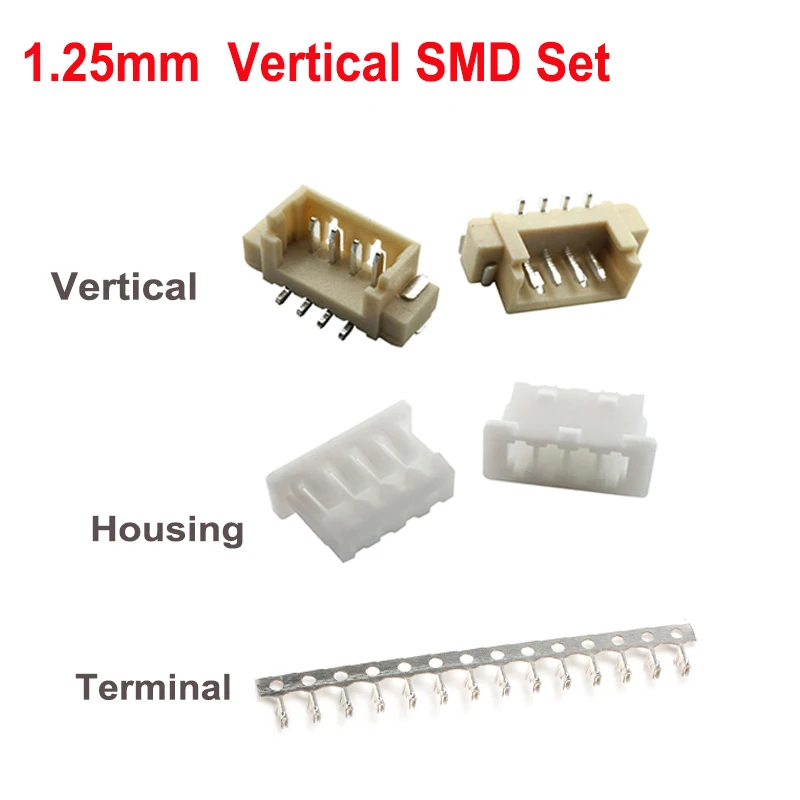 10sets 1.0mm 1.25mm 1.5mm 2.0mm 2.54mm Pitch SH/JST/ZH/PH/XH Vertical/Horizontal SMD Header + Housing + Terminal Set Connector