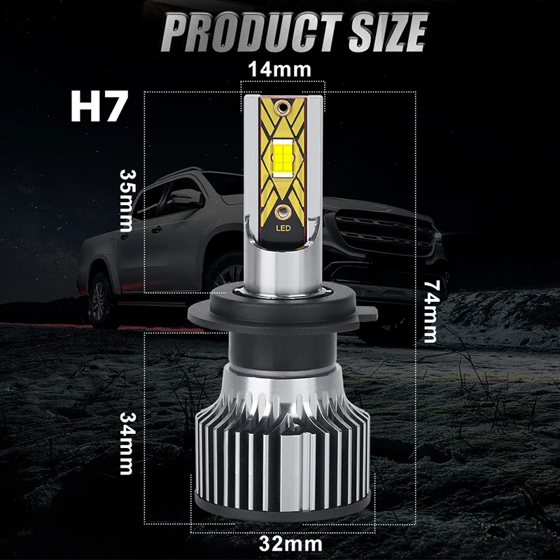 H4 H7 Led Led المصابيح الأمامية لمصابيح السيارات H1 H11 H3 HB3 9005 HB4 9006 9012 H27 880 881 6000K Led المصباح لمبة 6000K السيارات الضباب مصباح