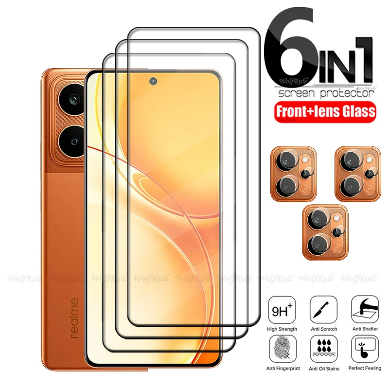 

6-in-1 For Realme P4 Power Glass OPPO Realme P4 Power Tempered Glass Curved Cover 9H Screen Protector Realme P4 Power Lens Glass