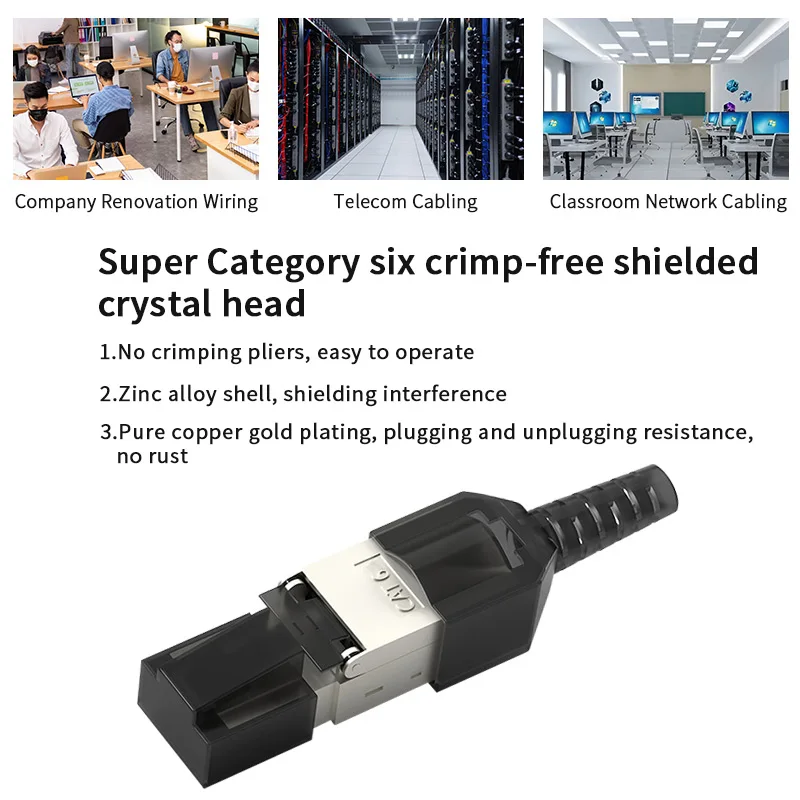 YXY RJ45 CAT6/Cat6A/CAT7 Connector Tool-Free Toolless RJ45 Termination Plug Reusable Shielded for Ethernet Cables 10Gbps