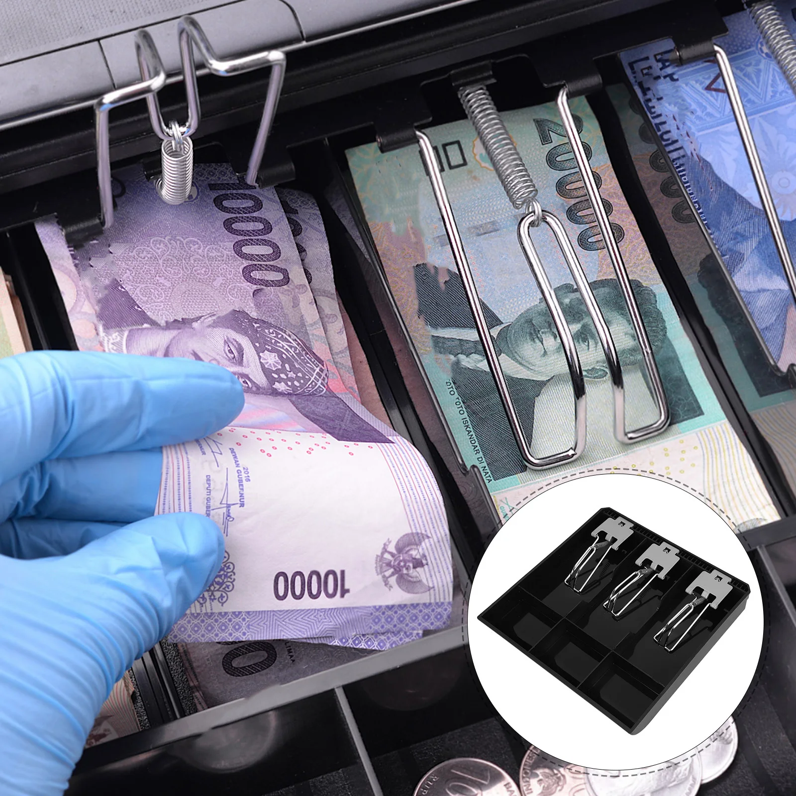 

Three-Grid Cash Register Tray Plastic Money Storage Drawer Coin Bill Organizer for Bakery Restaurant Store
