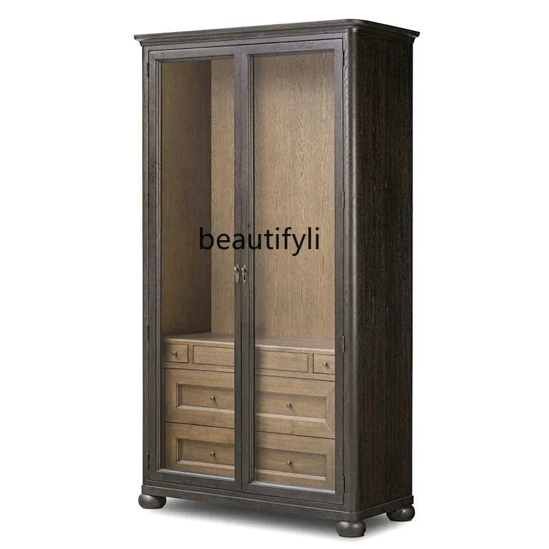 

YYFrench retro solid wood bookcase study multi-functional storage, bedroom small apartment storage bookshelf