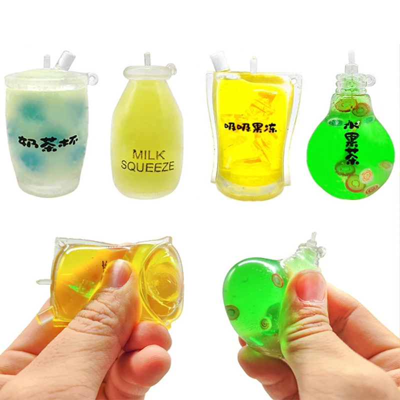 Kawaii Summer Suck On The Jelly Mini Milk Tea Cup New Unique Squeeze Toys For Venting Squeezing Stress Relief Kids Toy Gift