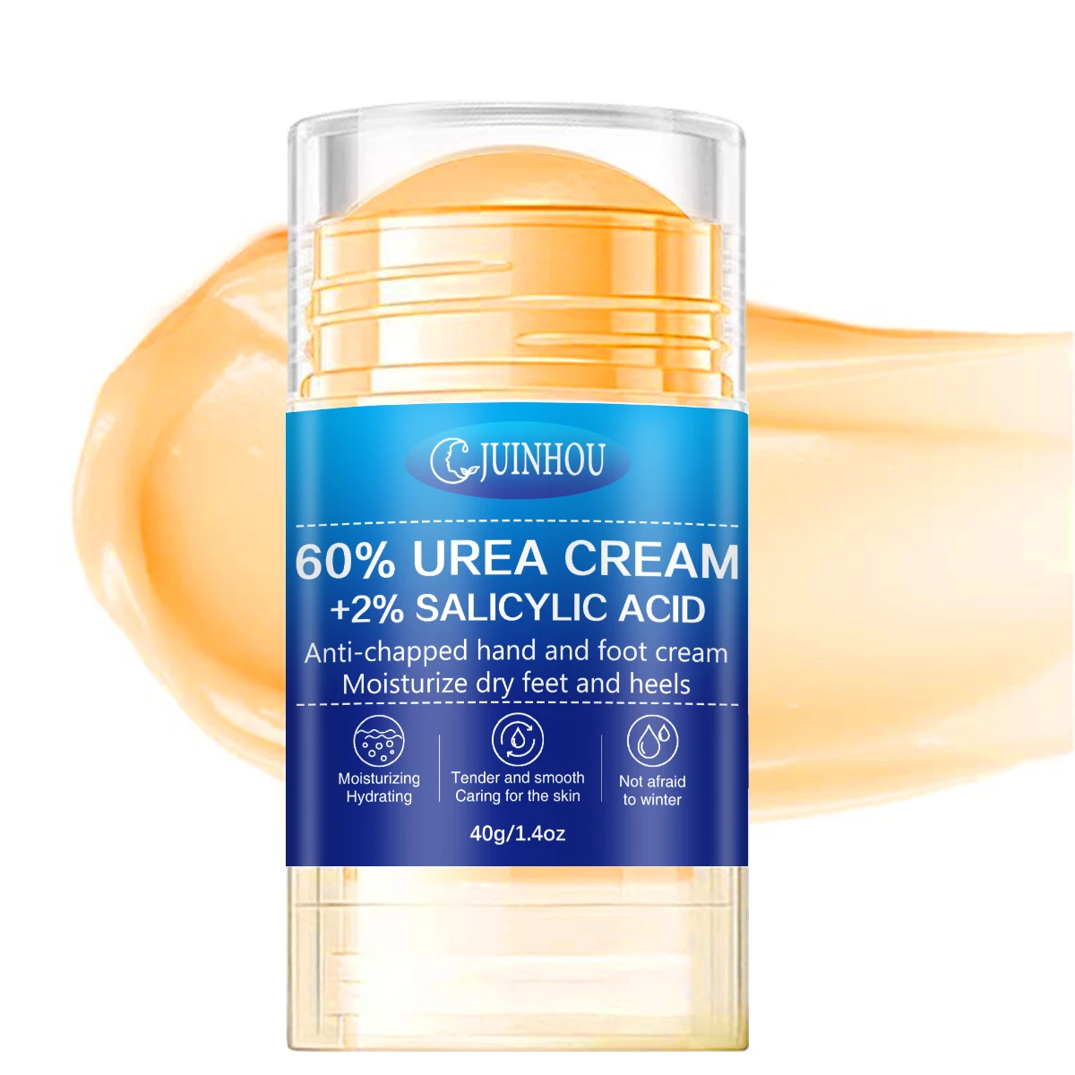JUINHOU 40g Fußpflegestift 60% Urea 2% Salicylsäure Exfoliation und Hornhautentfernung Tragbare Pflege für trockene, rissige Fersen Pediküre-Pflege – Detail 14