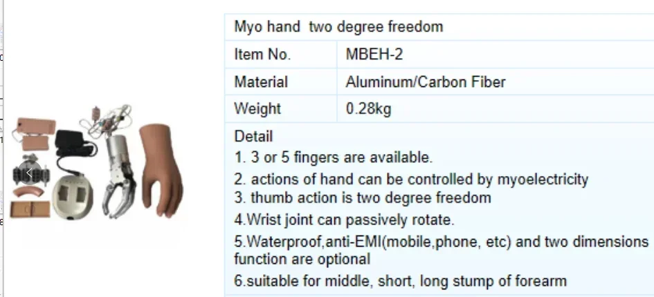 

Myo hand two degree freedom