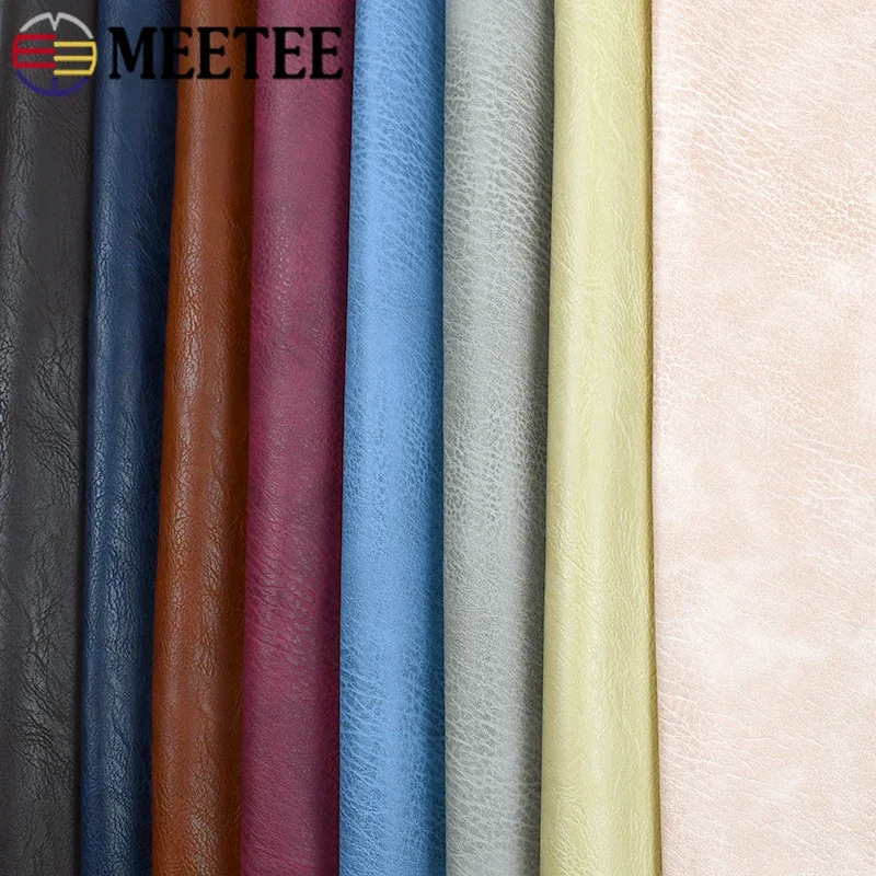 Meetee 100X137cm 0.7mm Thick Leather Fabric PVC Synthetic Leathers for Notebook Bags DIY HomeTextile Decorative Fabrics