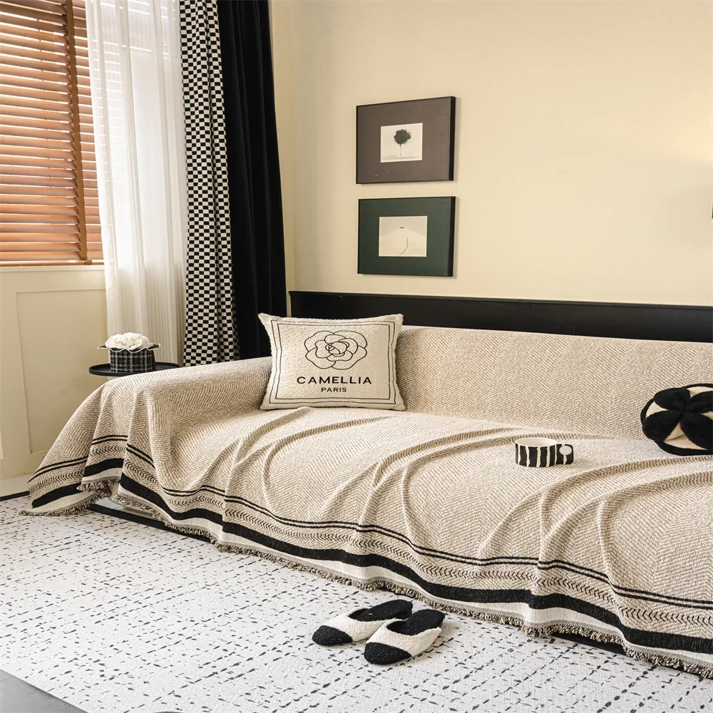 Sofa Towel Full Cover Cloth Ins Cream Style Cotton Yarn Camping Blanket Sofa Cushion Cover Towel Four Seasons Universal