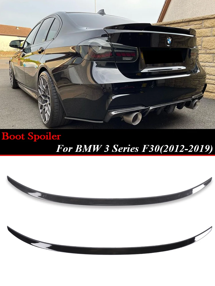 

For BMW 3 Series F30 2012-2019 Carbon Fiber Rear Bumper Lip Trunk Spoiler MP M4 PSM Style Wing Splitter Gloss Black