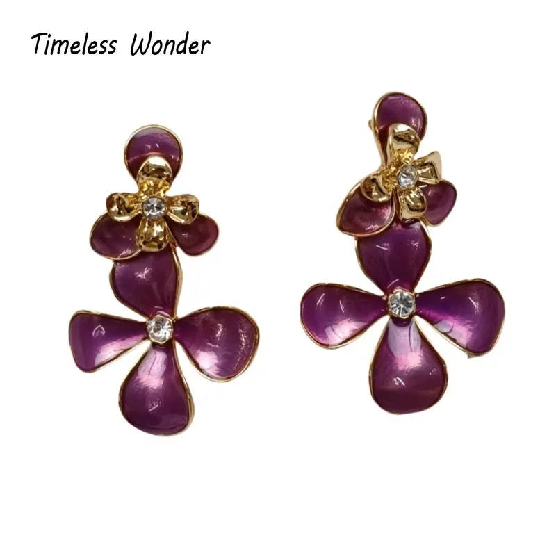 

Timeless Wonder Fancy Enamel Floral Stud Earrings for Women Designer Jewelry Runway Goth Rare Cute Gift Sweet friend 5155