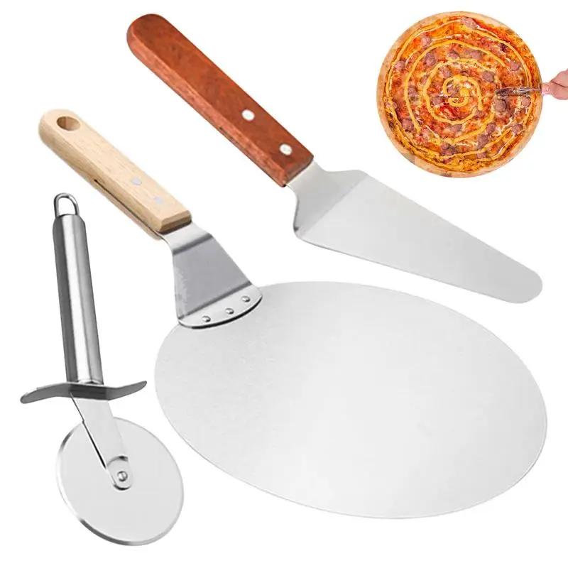 Pizza Oven Accessories Kit 3pcs Portable Pizza Baking Tools Metal Pizza Spatula Pizza Rocker Cutter Pizza Oven Tools Pizza