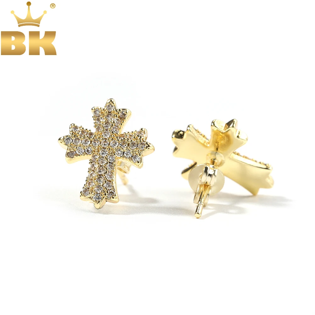 

THE BLING KING элегантные готические сверкающие серьги с распятием Iced Out, серьги с кубическим цирконием и шипами, ювелирные изделия в стиле хип-хоп для подарка