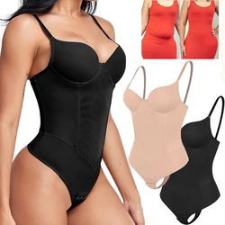 Built-in Bra Thongs Bodysuit Women Shapewear Tummy Control Body Shaper with 4 Bones Slimming Underwear Mesh Corset Sexy faja