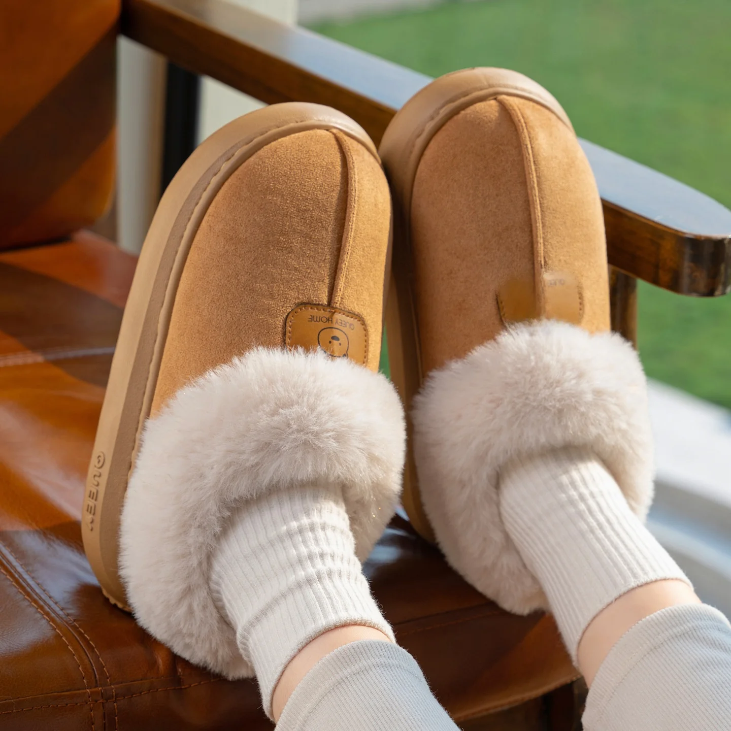 

Warm Home Slippers Thi Bot Plu Cotton oes for Women And Men Winter Snow Boots Low Heel round Toe Comfortable Casual