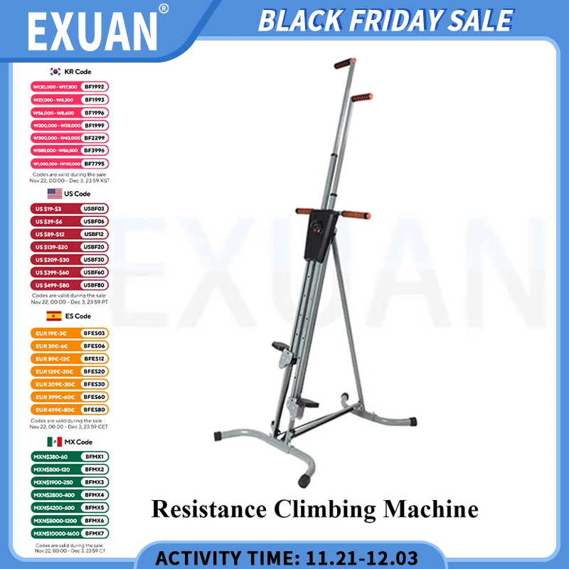 Vertical Climber Stepper Foldable Stepping Fitness Climbing Step Machine Combines Resistance Training Workout Exercise Machine