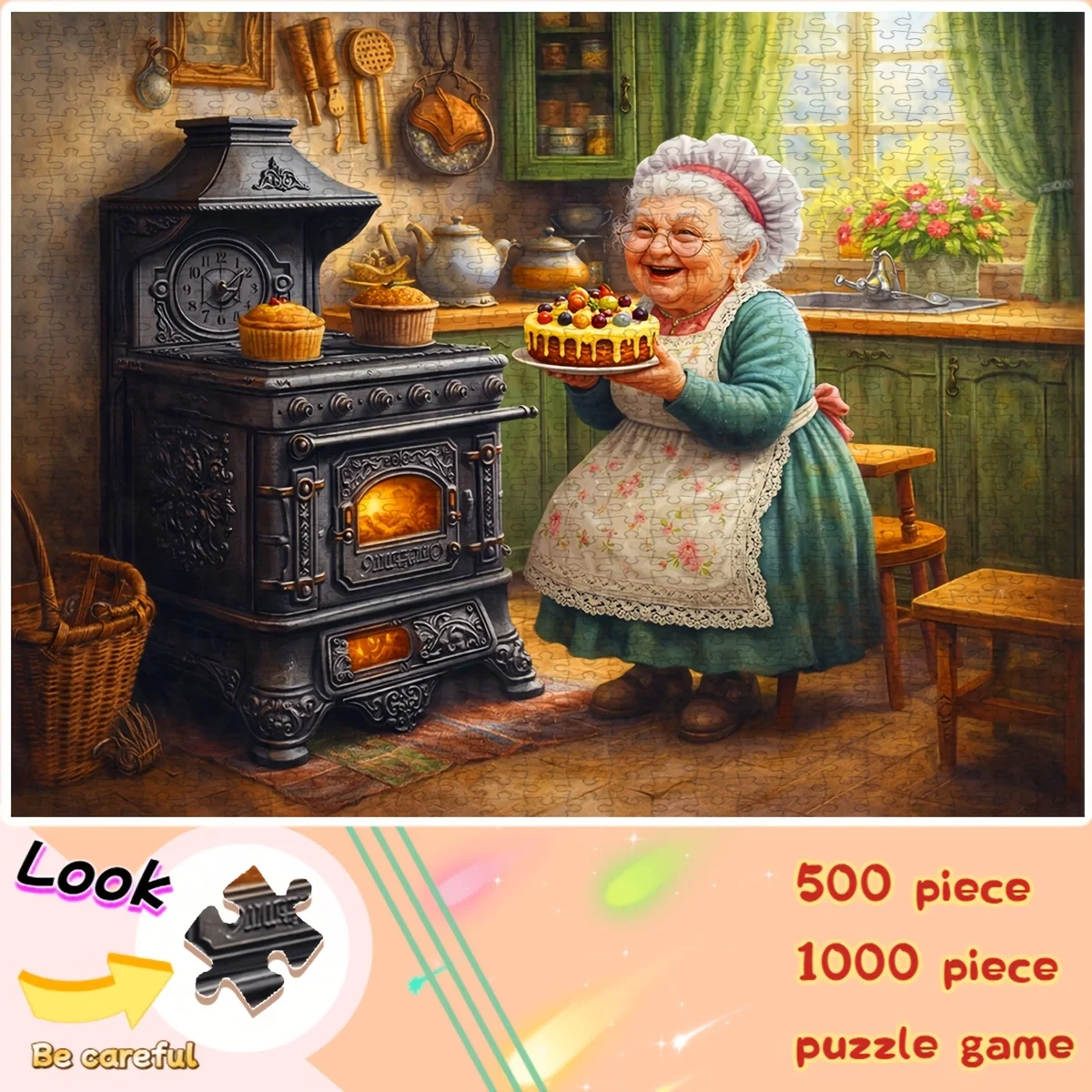 

500/1000/1200/2000 PCS Jigsaw Puzzles Kitchen Grandma Challenging Family Activity Games Party Birthday Gift