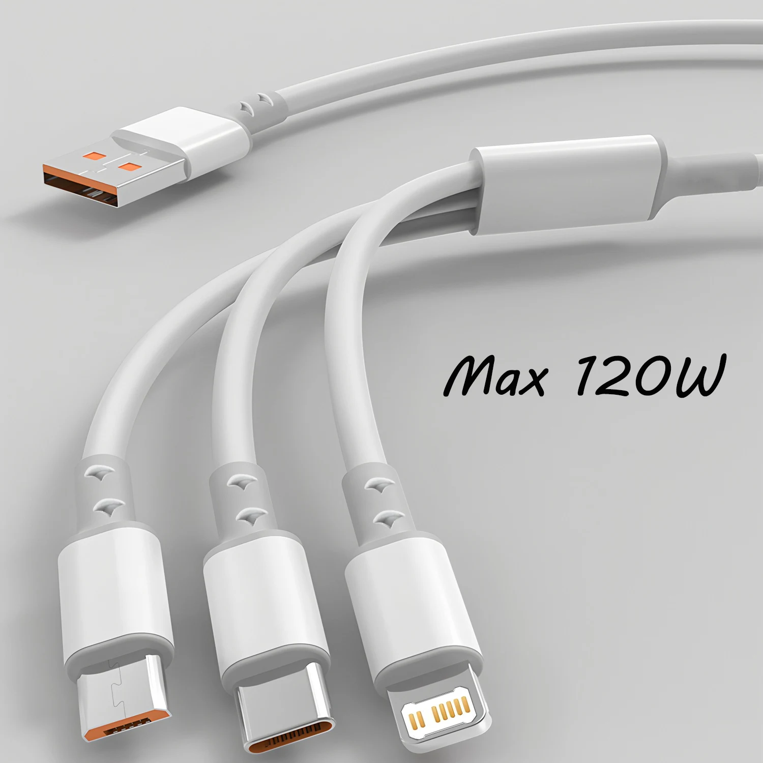 120W 3-in-1 USB-C-Ladekabel, 3A Schnelllade-Datenkabel für iPhone 17, 15, 14, Xiaomi, Huawei, USB-C-PD-Kabel