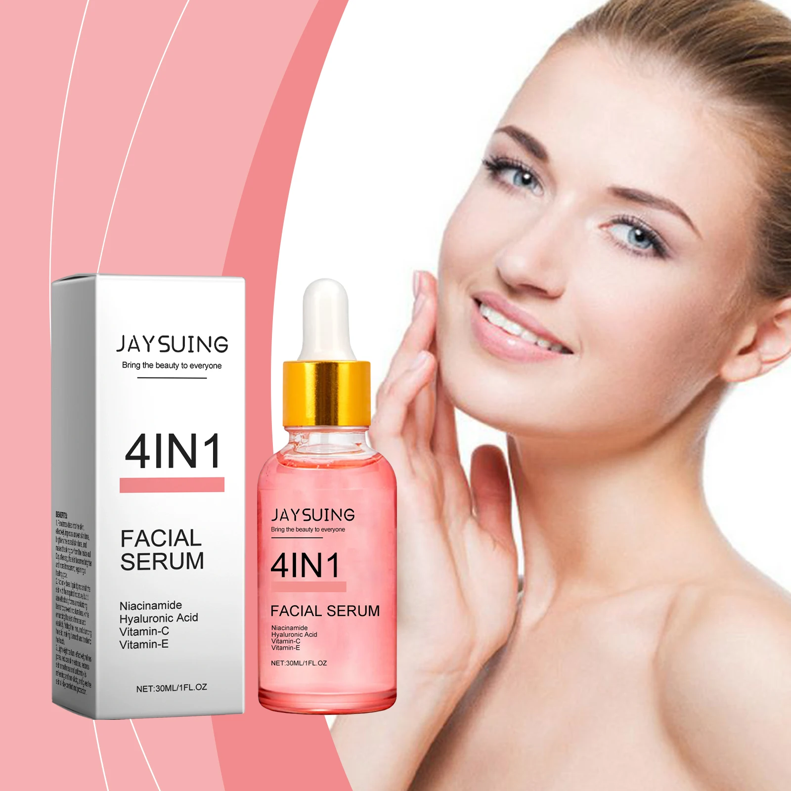 Siero viso schiarente 4 in 1 con niacinamide, acido ialuronico, vitamina C ed E – 30 ml |   Booster antietà, idratante e luminoso f