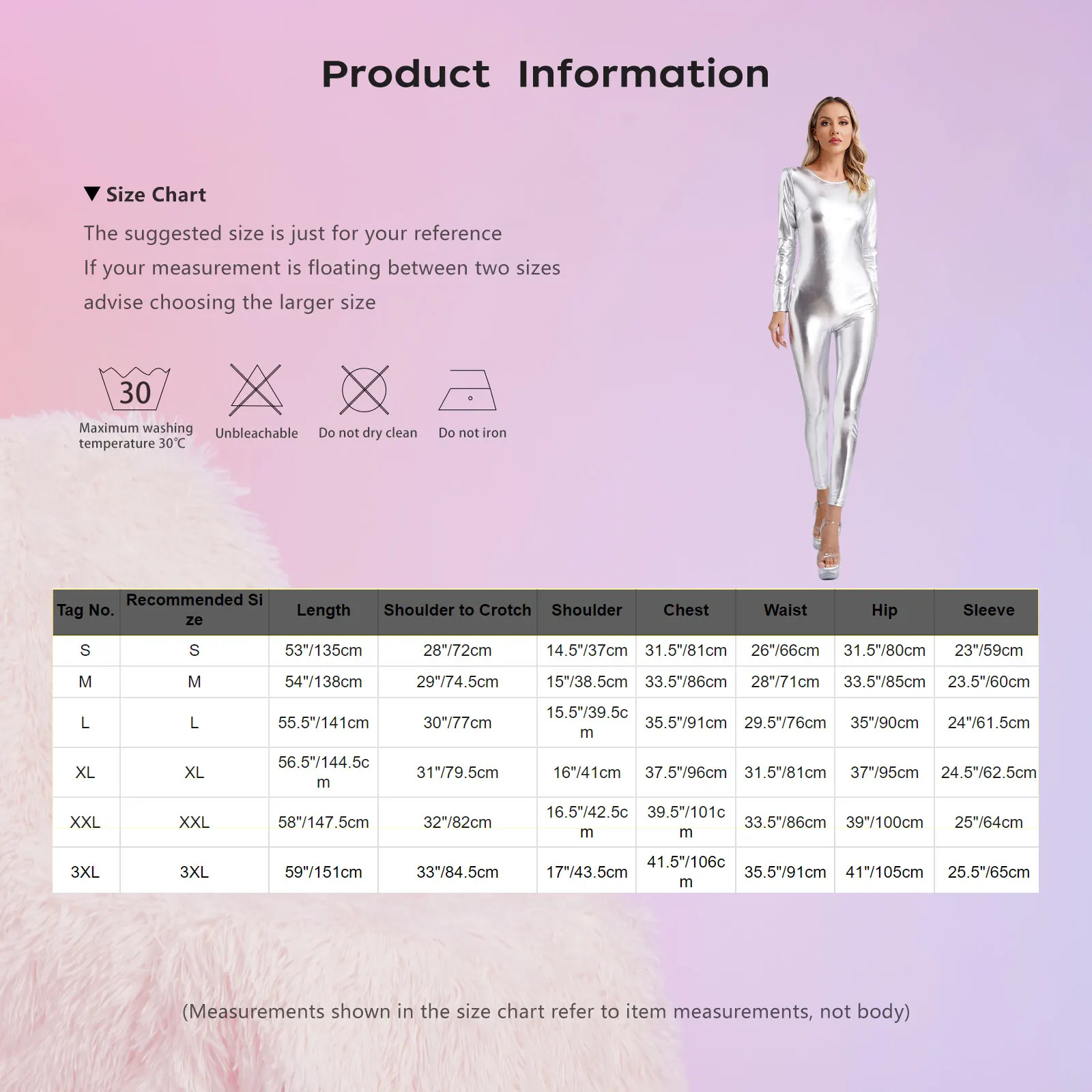 Womens Holography Metallic Unitard Jumsuit Long Sleeve Slim Fit One Piece Full Body Bodysuit Clubwear Dance Costume Dancewear